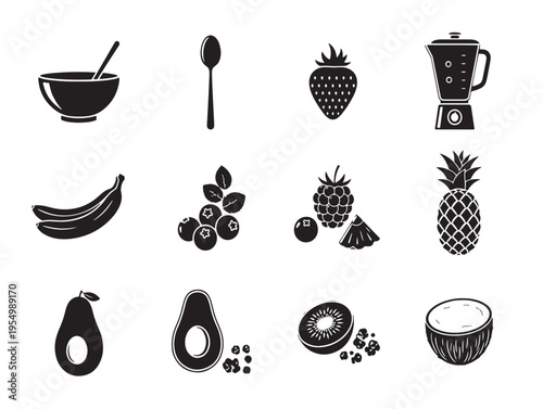 A collection of fruit and kitchen items