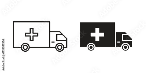 Ambulance icon vector design elements. icon in flat and line style.