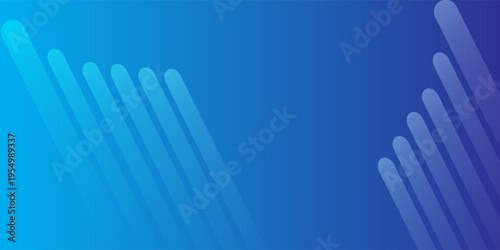 Professional abstract background featuring rounded vertical bars in a cyan to blue gradient on each side of a smooth blue backdrop. illustration