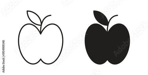 Apple icon vector design elements. icon in flat and line style.