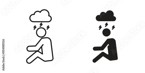 Anxiety or stress icon vector design elements. icon in flat and line style.