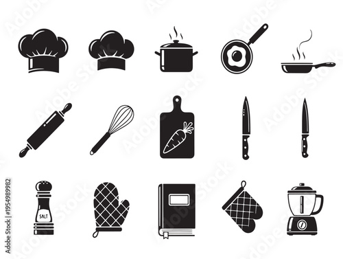 A collection of kitchen utensils and tools