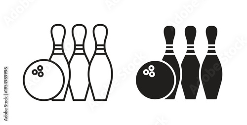 Bowling icon vector design elements. icon in flat and line style.