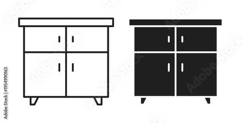 Cabinet icon vector design elements. icon in flat and line style.