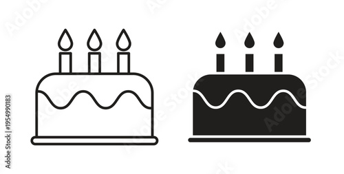 Cake birthday icon vector design elements. icon in flat and line style.
