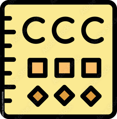 Eye chart showing landolt c and tumbling e for vision screening and measuring visual acuity