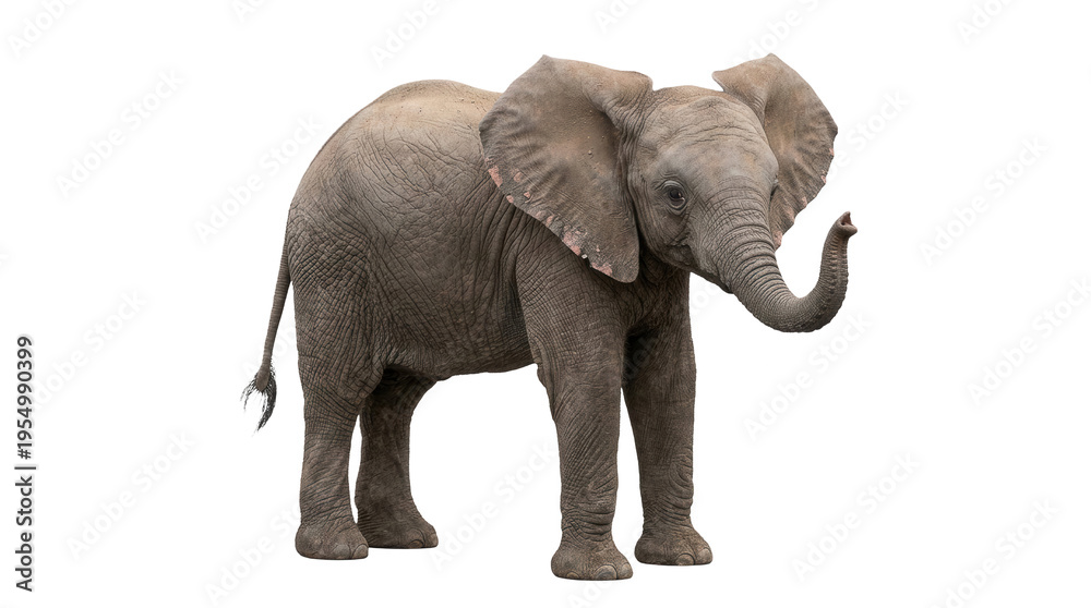Fototapeta premium African savanna elephant calf, png cut out isolated on transparent background