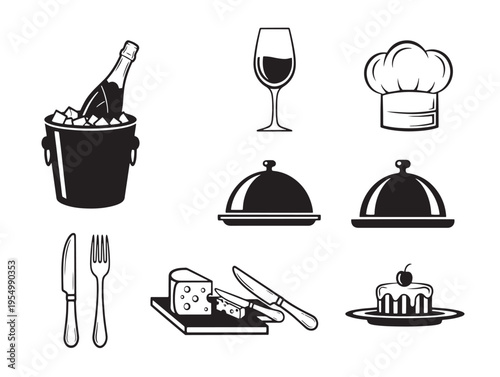 A collection of restaurant and food service icons
