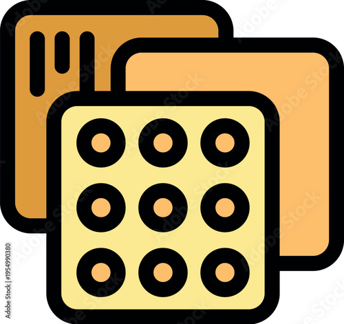 Hot waffle iron making breakfast waffles on a white background