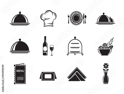 Various icons related to food and cooking