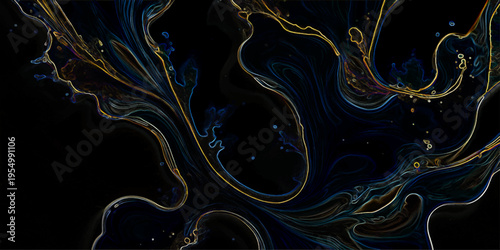 Abstract fluid art in dark colors create unique aesthetic and evoke feeling and flow art and liquid motion and vibrant swirl and dark background 