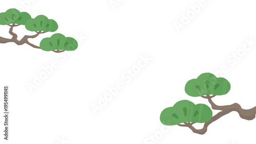 かわいい松の枝の背景イラスト_16:9