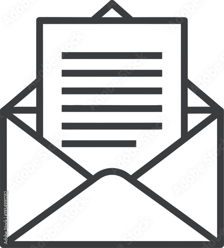 An open envelope displays lines of text representing an important document or message being received.