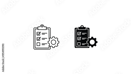 Clipboards with checklists and gear icons symbolizing task completion and automation