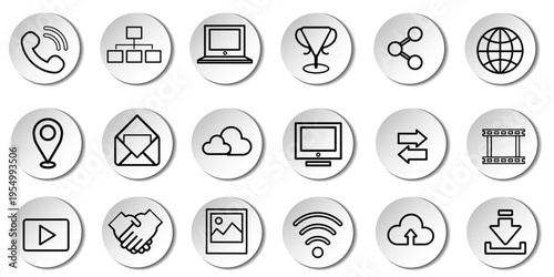 User interface icon set. Basic UI and UX solid icons design. Pack of vector symbol illustration collection