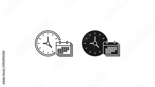 Contrast of analog clocks paired with calendars in different styles
