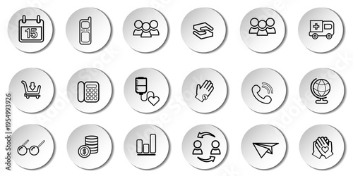 User interface icon set. Basic UI and UX solid icons design. Pack of vector symbol illustration collection