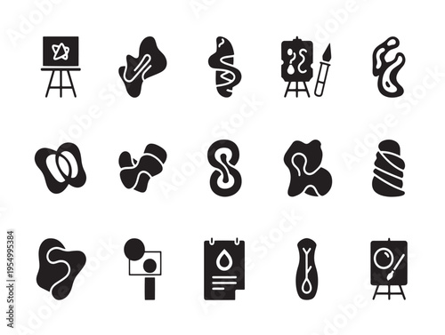 A collection of 15 black and white film and photography related icons