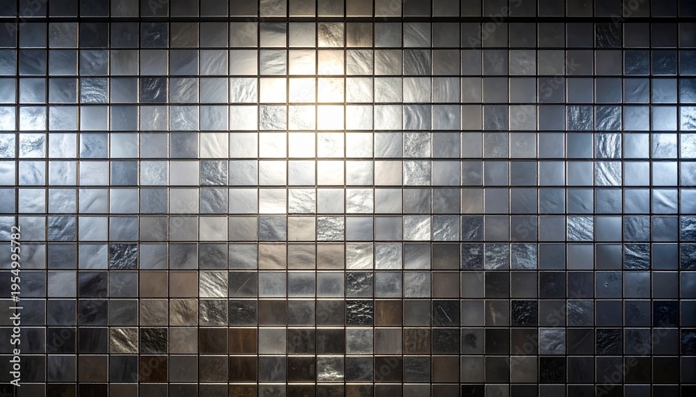 Naklejka premium 光沢のある銀色のタイル、モザイクの背景画像