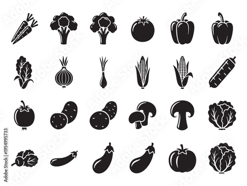 A collection of various vegetable icons
