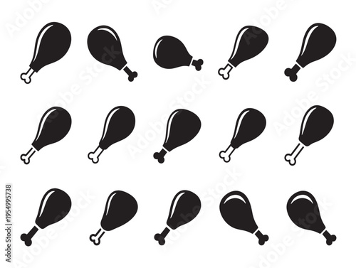 Chicken drumsticks in various orientations