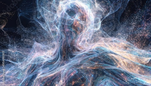 Abstract glowing energy form in space