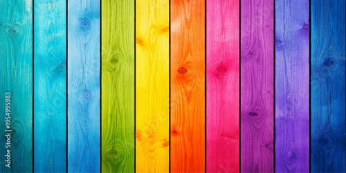 Painted colorful wooden planks with a weathered texture create a vibrant timber backdrop featuring an old rough surface design