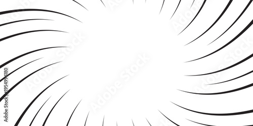 Fast speed lines on white background. Flash explosion radial lines. abstract movement effect, comic book, anime style. Vector illustration.