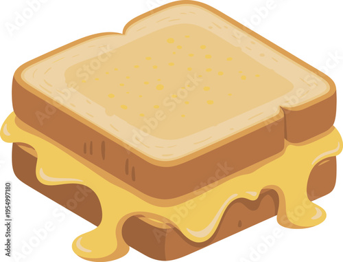 Melting Grilled Cheese Sandwich – Cheesy Toast Comfort Food Illustration