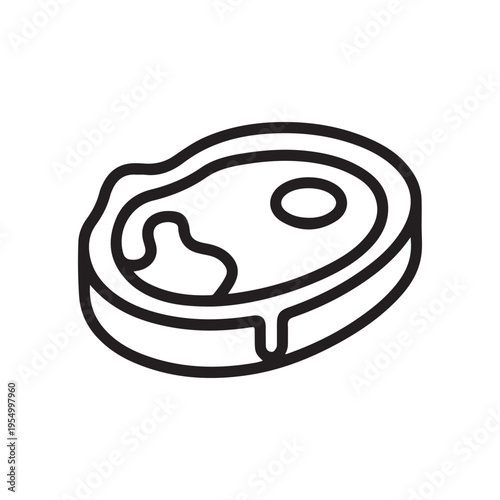 Marbled Ribeye Beef Steak Meat Line Art Icon for Gourmet Restaurant and Butcher Shop Branding