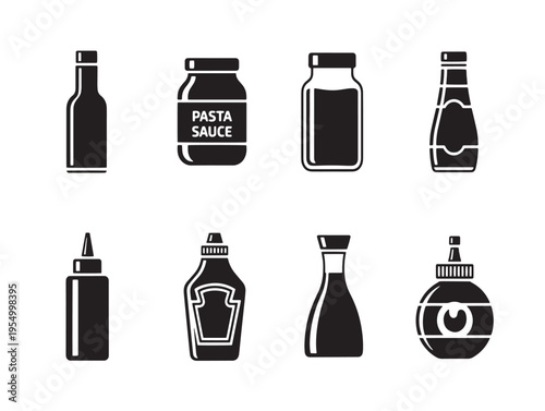 A collection of various condiment bottles