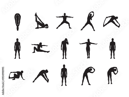 Various yoga poses performed by people