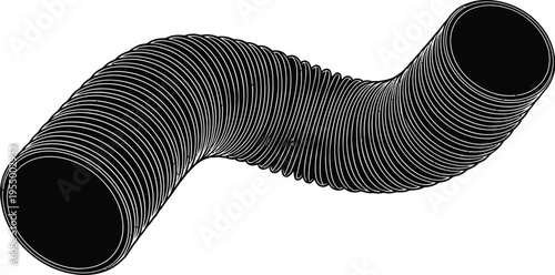 Black and white image of a flexible pipe or hose
