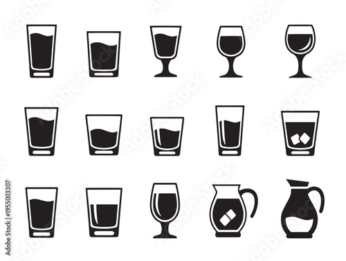 A collection of various wine glasses and jugs