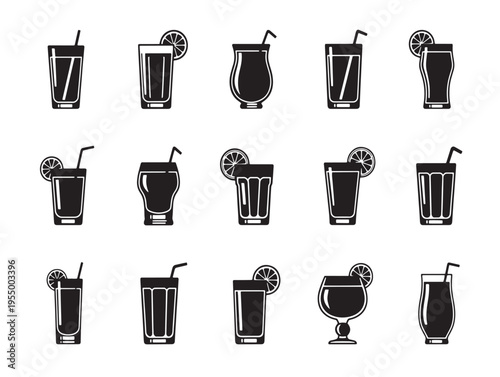 A collection of various cocktail glasses and drinks