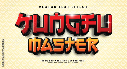 Kungfu master editable vector text effect with asian style concept.