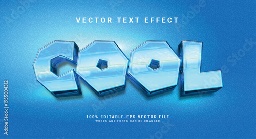 Cool elegant 3D text effect. Editable text style effect with ice cool theme.
