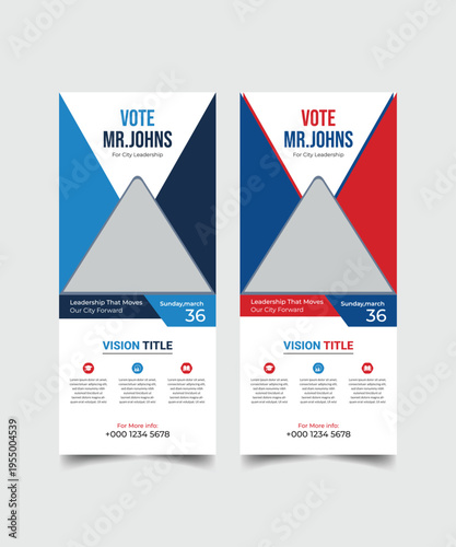 modern election rollup banner illustrator design. political election voting publicity banner design. editable promotion advertisement for x-banner, flyer, profile, brochure, display, vector layout tem