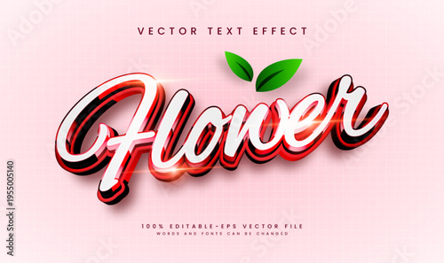 Red flower editable vector text effect, with modern elegant concept