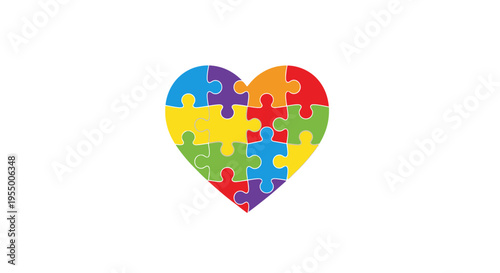 Colorful heart shaped puzzle pieces.