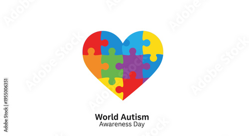 Colorful puzzle heart autism awareness symbol.