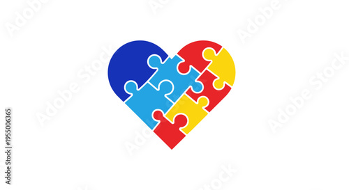 Colorful puzzle heart shape pieces.