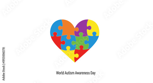 Colorful puzzle heart symbol autism awareness.