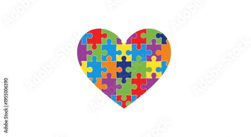 Colorful puzzle heart symbol.