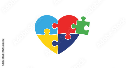 Colorful puzzle heart symbol love.