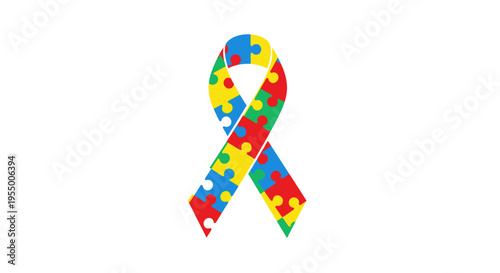 Colorful puzzle piece awareness ribbon symbol.
