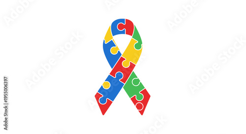 Colorful puzzle piece awareness ribbon symbol.