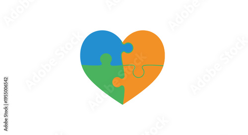 Colorful heart shaped puzzle pieces.