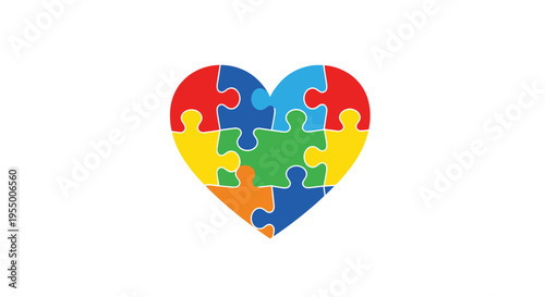 Colorful heart shaped puzzle pieces.