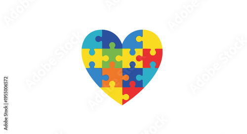 Colorful heart shaped puzzle pieces.